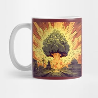 Illustration of catastrophic event. Nuclear explosion Mug